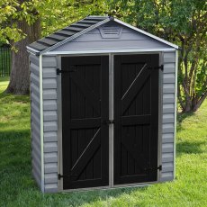 6x3 Palram Skylight Deco Plastic Apex Shed - Grey - insitu