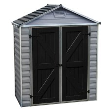 6x3 Palram Skylight Deco Plastic Apex Shed - Grey - isolated