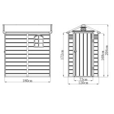 4x6 Jasmine Plastic Apex Shed - Dark Grey - dimensions