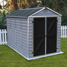 6x10 Palram Skylight Deco Plastic Apex Shed - Grey - insitu
