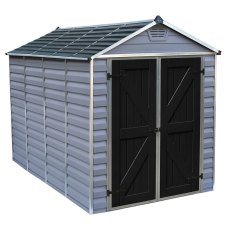 6x10 Palram Skylight Deco Plastic Apex Shed - Grey - isolated