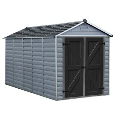 6x12 Rowlinson Palram Skylight Deco Plastic Apex Shed - Grey - isolated