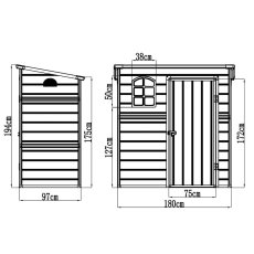 6x3 Jasmine Plastic Apex Shed - Dark Grey - dimensions