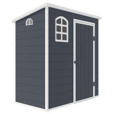 6x3 Jasmine Plastic Apex Shed - Dark Grey - islated angled left hand side view