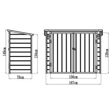 6x3 Jasmine Plastic Storage Unit - Dark Grey - dimensions