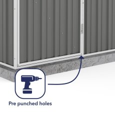 5x3 Mercia Absco Space Saver Pent Metal Shed in Woodland Grey - pre-punched holes for easy assembly
