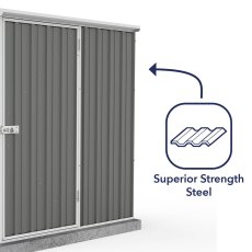 5x3 Mercia Absco Space Saver Pent Metal Shed in Woodland Grey - strong wall cladding