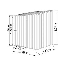 5x5 Mercia Absco Space Saver Pent Metal Shed in Woodland Grey - dimensions