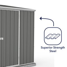 5x5 Mercia Absco Space Saver Pent Metal Shed in Woodland Grey - strong wall cladding