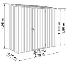 7x3 Space Saver Metal Shed in Monument - dimensions