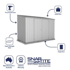 10x5 Mercia Absco Space Saver Pent Metal Shed in Zinc - information shed's structure