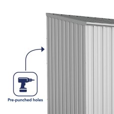 10x5 Mercia Absco Space Saver Pent Metal Shed in Zinc - pre-punched holes for easy assembly