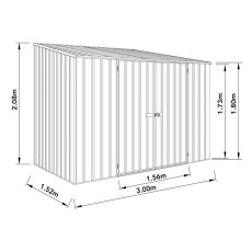 10x5 Mercia Absco Space Saver Pent Metal Shed in Monument - dimensions
