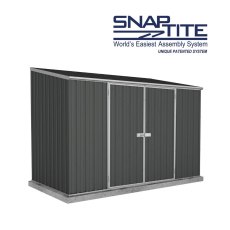 10x5 Mercia Absco Space Saver Pent Metal Shed in Monument - world's easiest assembly system