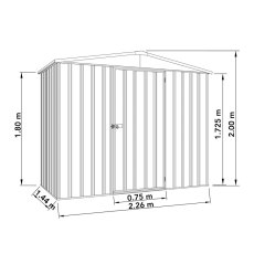 7x5 Mercia Absco Regent Metal Shed in Woodland Grey - dimensions