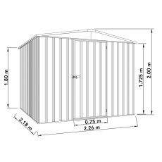 7x7 Mercia Absco Regent Metal Shed in Woodland Grey - dimensions