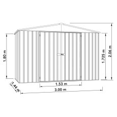 10x5 Mercia Absco Regent Metal Shed in Woodland Grey - dimensions