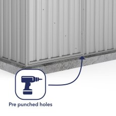 5x5 Mercia Absco Space Saver Pent Metal Shed in Zinc - pre-punched holes for easy assembly