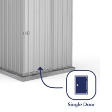 5x5 Mercia Absco Space Saver Pent Metal Shed in Zinc - with single door