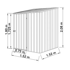 5x5 Mercia Absco Space Saver Pent Metal Shed in Zinc - dimensions