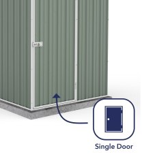 5x5 Mercia Absco Space Saver Pent Metal Shed in Pale Eucalyptus - with single door