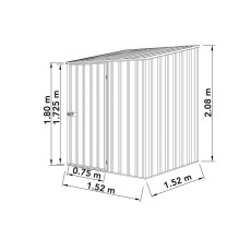 5x5 Mercia Absco Space Saver Pent Metal Shed in Pale Eucalyptus - dimensions
