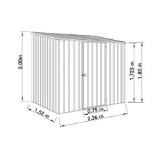 7x5 Mercia Absco Space Saver Pent Metal Shed in Monument - dimensions