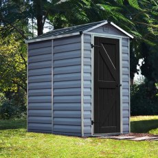 4x6 Rowlinson Palram Skylight Deco Plastic Apex Shed - Grey - insitu