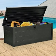 5x2 Falcon Heavy Duty Metal Storage Box 165 in Anthracite Grey - insitu with accessories