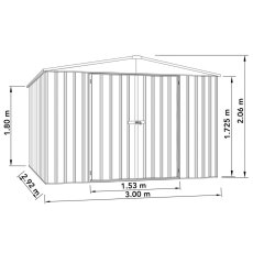 10x10 Mercia Absco Regent Metal Shed in Woodland Grey - dimensions
