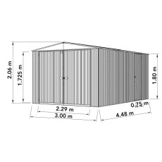 10x15 Mercia Absco Utility Metal Workshop in Pale Eucalyptus  - dimensions