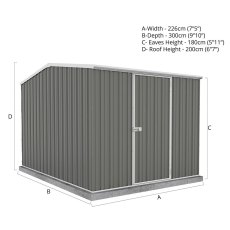 7 x 10 (2.26m x 3m) Mercia Absco Premier Metal Shed in Monument  - dimensions