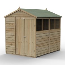 8 x 6 Forest 4Life Overlap Apex Wooden Shed with Double Doors - isolated with doors closed