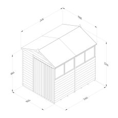 8 x 6 Forest 4Life Overlap Apex Wooden Shed with Double Doors - Dimensions