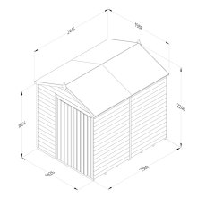 8 x 6 Forest 4Life Overlap Windowless Apex Wooden Shed with Double Doors - Dimensions