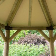 3m Forest Premium Hexagonal Wooden Garden Gazebo with Timber Roof - close up of inside of roof