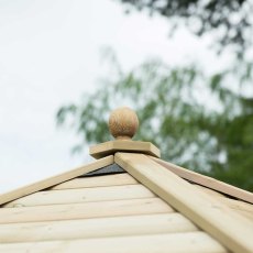 3m Forest Premium Hexagonal Gazebo with Timber Roof  - close up of timber roof and finial