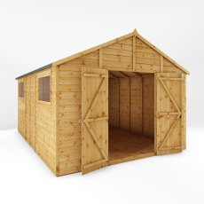 14x10 Mercia  Mercia Premium Shiplap Apex Workshop - isolated angle view, doors open