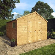 14x10 Mercia  Mercia Premium Shiplap Apex Workshop - in situ, angle view