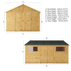 14x10 Mercia  Mercia Premium Shiplap Apex Workshop - dimensions