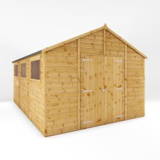 15x10 Mercia  Mercia Premium Shiplap Apex Workshop - isolated angle view, doors closed
