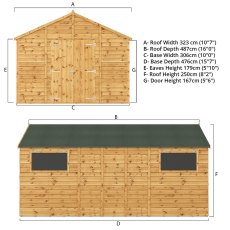 16x10 Mercia Premium Shiplap Apex Workshop - diagram