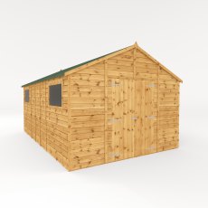 16x10 Mercia Premium Shiplap Apex Workshop - isolated angle view, doors closed