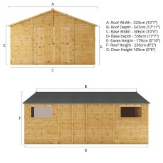 18x10 Mercia Premium Shiplap Apex Workshop - diagram