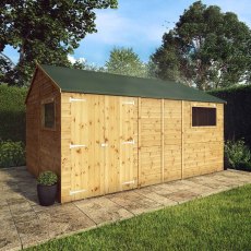 14x10 Mercia Premium Shiplap Reverse Apex Workshop  - front elevation with doors closed