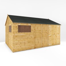 14x10 Mercia Premium Shiplap Reverse Apex Workshop - isolated with doors closed