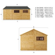 15x10 Mercia  Mercia Premium Shiplap Reverse Apex Workshop - dimensions