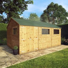 15x10 Mercia  Mercia Premium Shiplap Reverse Apex Workshop - insitu with doors closed