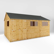 15x10 Mercia  Mercia Premium Shiplap Reverse Apex Workshopp - isolated with doors closed