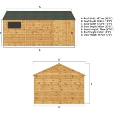 16x10 Mercia Premium Shiplap Reverse Apex Workshop - dimensions